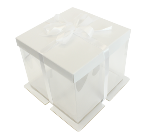 Pudełko na tort typu PREZENT perłowe 30x30x25 cm