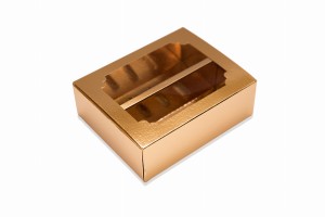 Pudełko ZŁOTE skóra węża na 10 makaroników opak. 10 szt.
