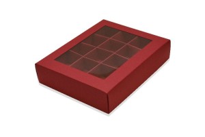 Pudełko BORDO na 12 pralin z przykrywką opak. 10 szt.