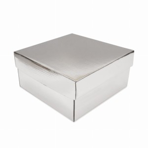 Pudełko SREBRNE laminowane małe  z przykrywką 