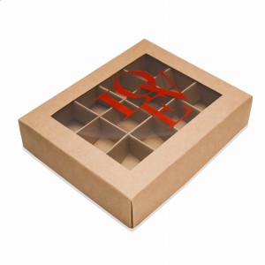 Pudełko KRAFT LOVE RED(1)  na 12 pralin z przykrywką opak. 10 szt.